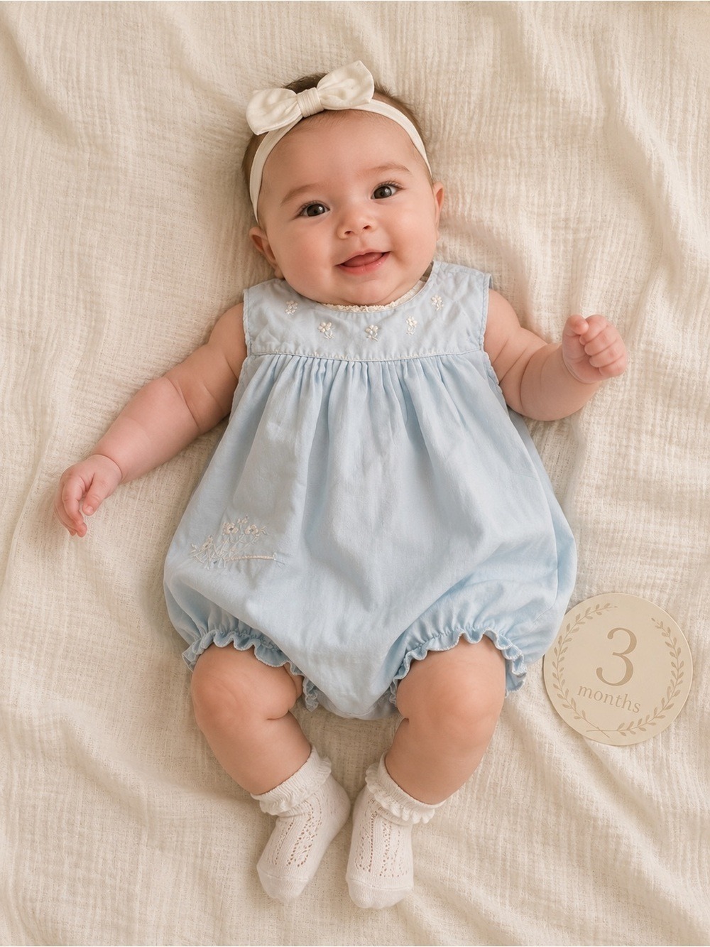 Vintage Feltman Bros. Baby Girl Blue Heirloom Bishop Bubble Size 0-3 Months